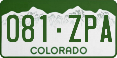 CO license plate 081ZPA