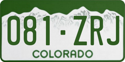 CO license plate 081ZRJ