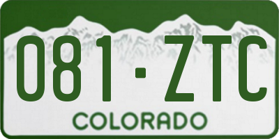 CO license plate 081ZTC