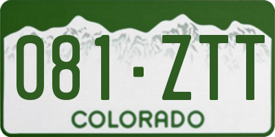 CO license plate 081ZTT