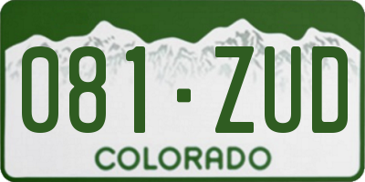 CO license plate 081ZUD