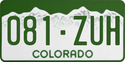 CO license plate 081ZUH
