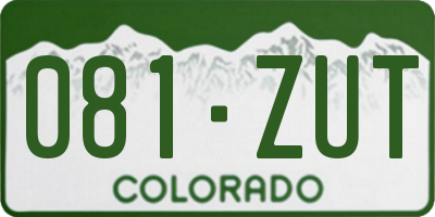 CO license plate 081ZUT