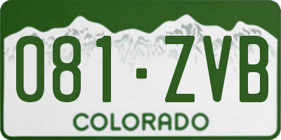 CO license plate 081ZVB