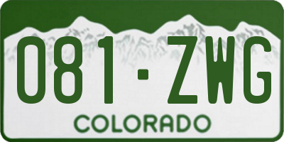 CO license plate 081ZWG