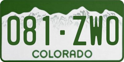 CO license plate 081ZWO