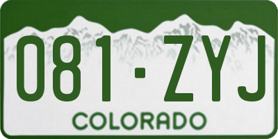 CO license plate 081ZYJ