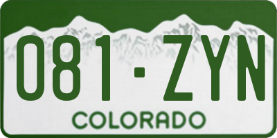 CO license plate 081ZYN