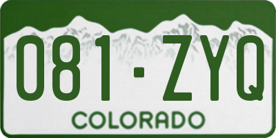 CO license plate 081ZYQ