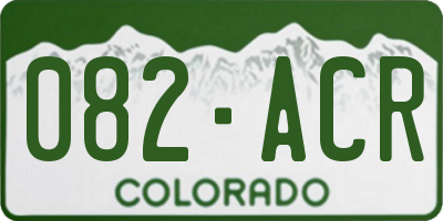 CO license plate 082ACR