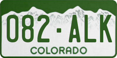 CO license plate 082ALK