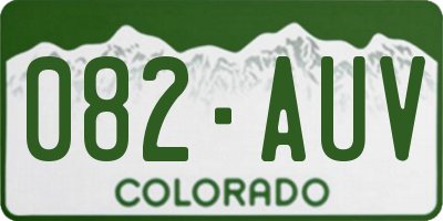 CO license plate 082AUV