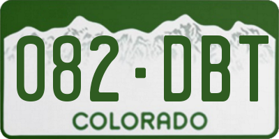 CO license plate 082DBT