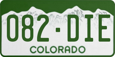 CO license plate 082DIE