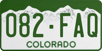 CO license plate 082FAQ