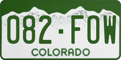 CO license plate 082FOW