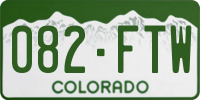 CO license plate 082FTW