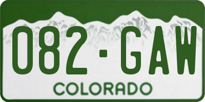 CO license plate 082GAW