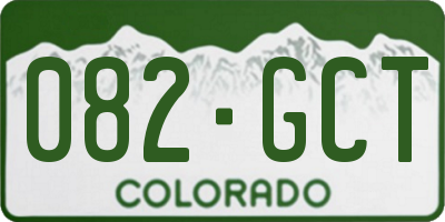 CO license plate 082GCT