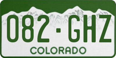 CO license plate 082GHZ