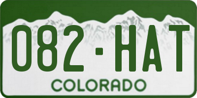 CO license plate 082HAT