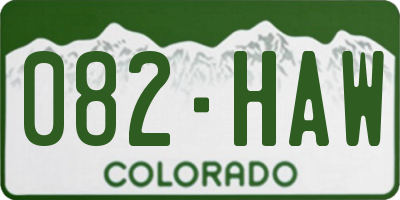 CO license plate 082HAW