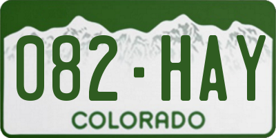 CO license plate 082HAY