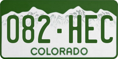 CO license plate 082HEC