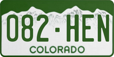 CO license plate 082HEN