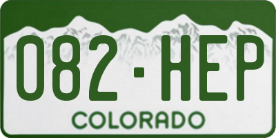 CO license plate 082HEP