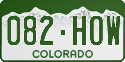 CO license plate 082HOW