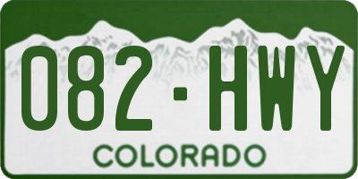CO license plate 082HWY