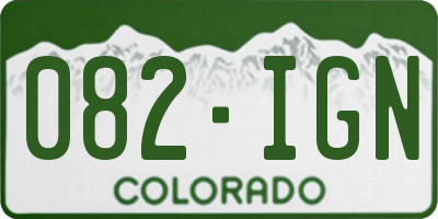 CO license plate 082IGN
