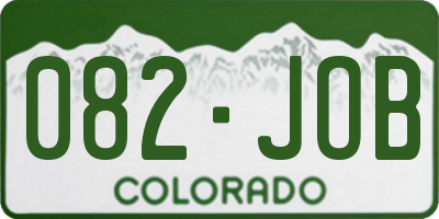CO license plate 082JOB