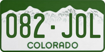 CO license plate 082JOL