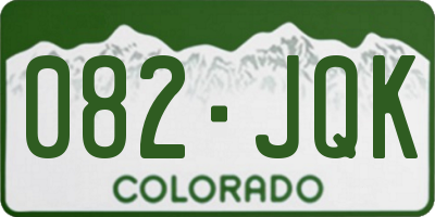 CO license plate 082JQK