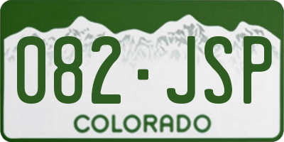 CO license plate 082JSP