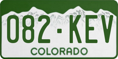 CO license plate 082KEV