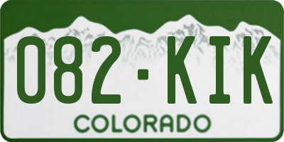 CO license plate 082KIK