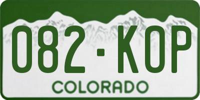 CO license plate 082KOP