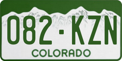 CO license plate 082KZN
