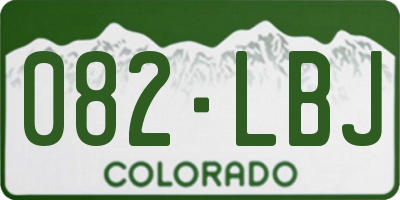CO license plate 082LBJ