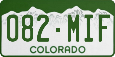 CO license plate 082MIF