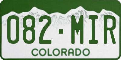 CO license plate 082MIR