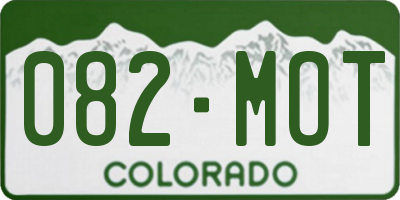 CO license plate 082MOT