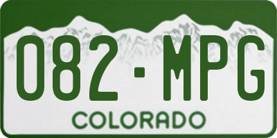 CO license plate 082MPG