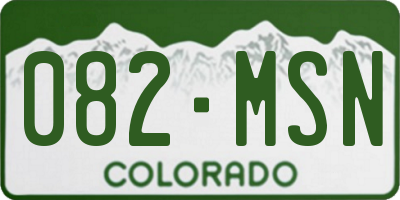 CO license plate 082MSN