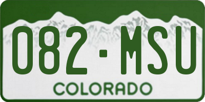 CO license plate 082MSU