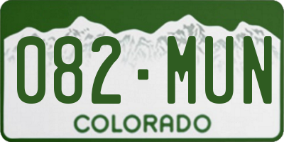 CO license plate 082MUN