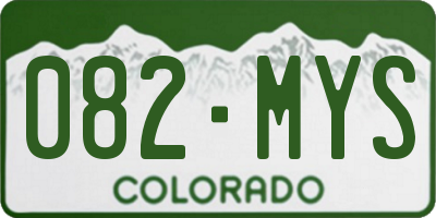 CO license plate 082MYS